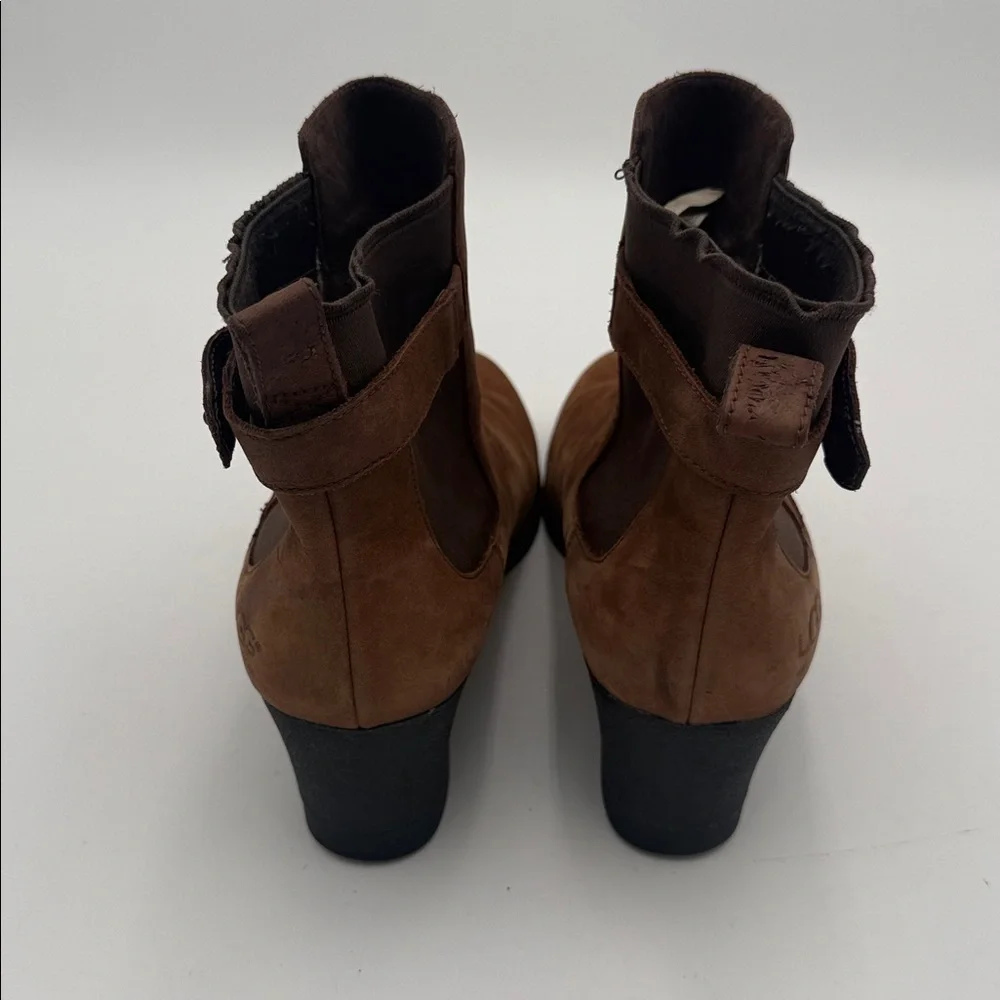 Ugg Brown Suede Ankle Boots wedge women 10 pull on winter casual office Y2K